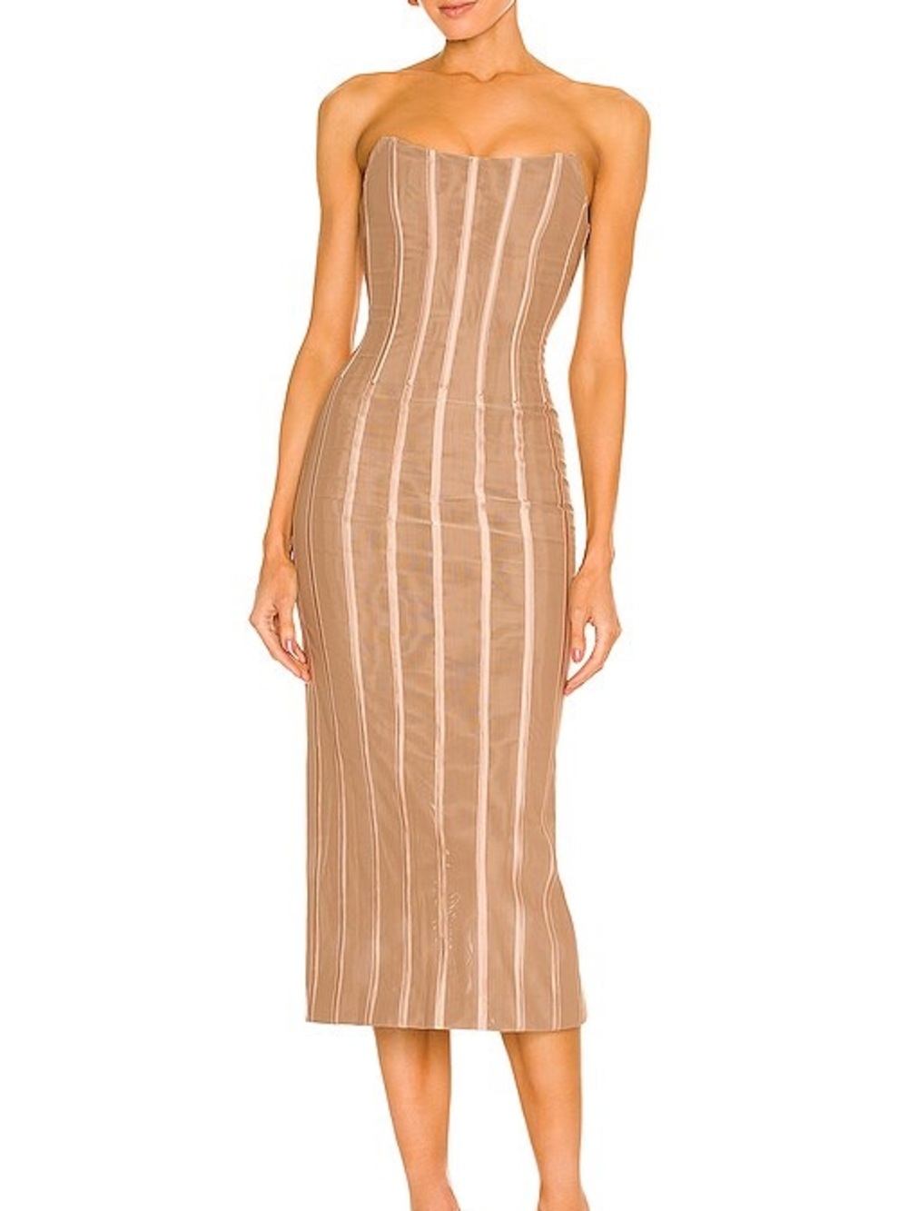 Mishka Zoe Dress in Caribou Bones strapless